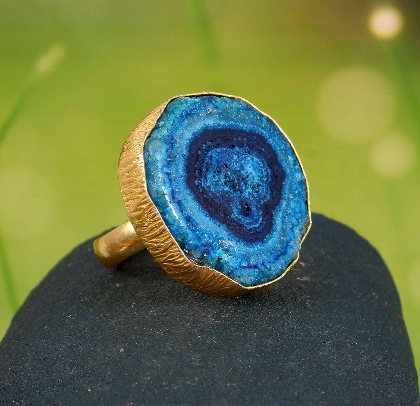 Blauwe Zonnekwarts Ring