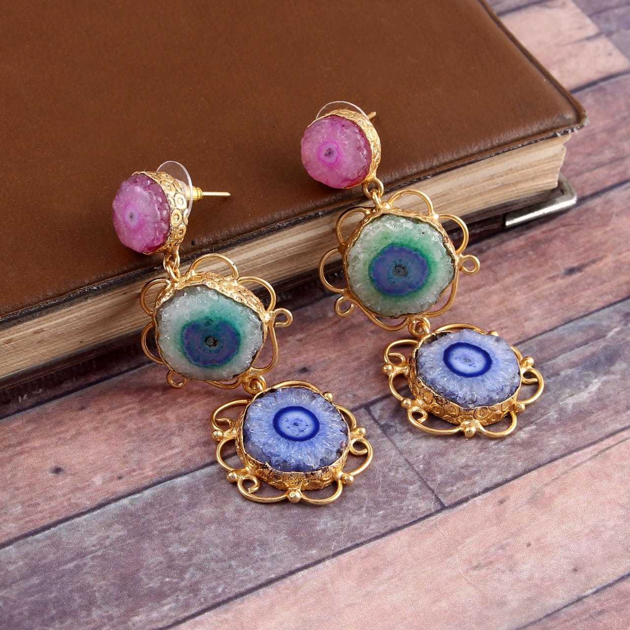 Druzy & Zonnekwarts Oorbellen